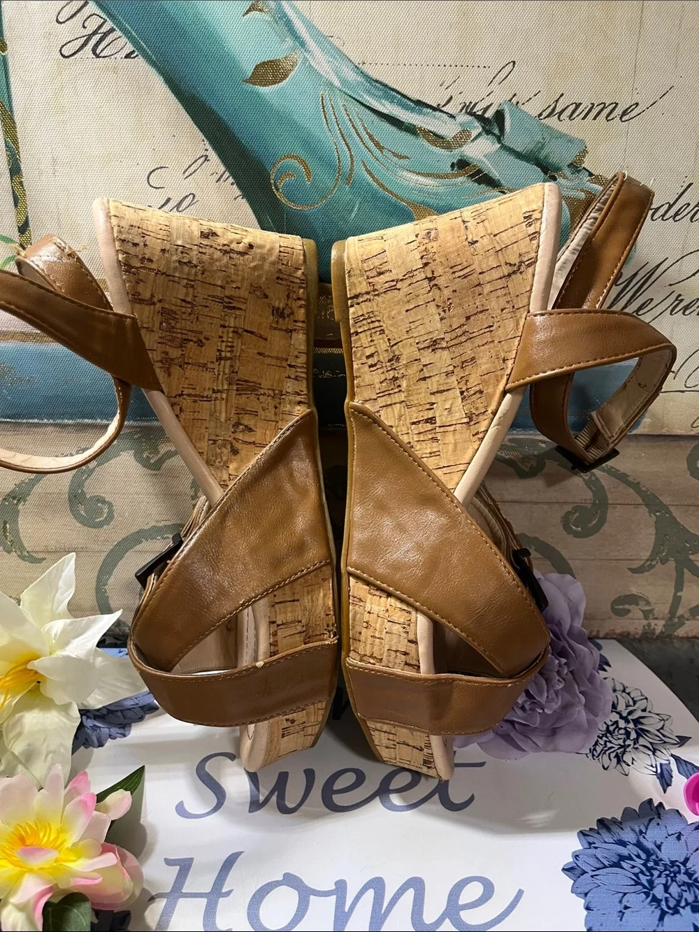 Wedge heel. Light brown size 8